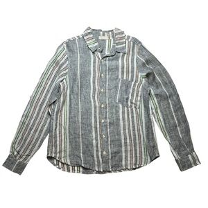 CP SHADES 100% Linen Sloane Striped Button Up Shirt‎ SZ M Boho Coastal lagenlook